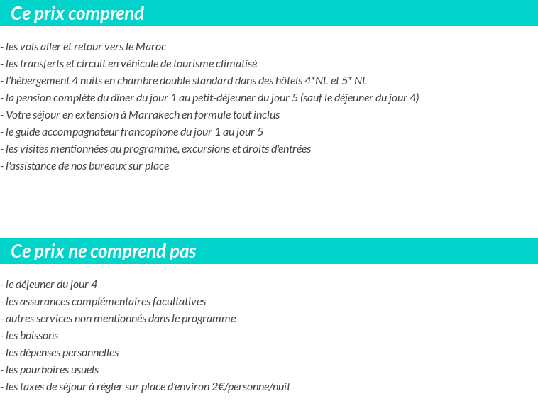 Conditions tarifaires