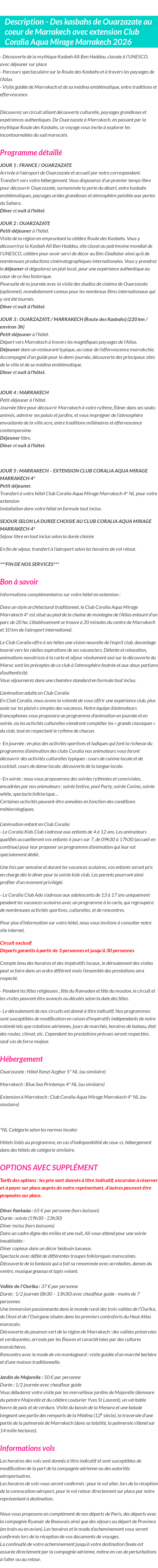 Détails du séjour