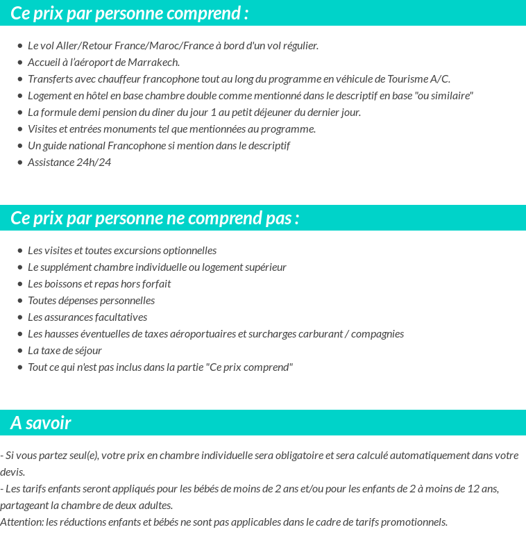 Conditions tarifaires