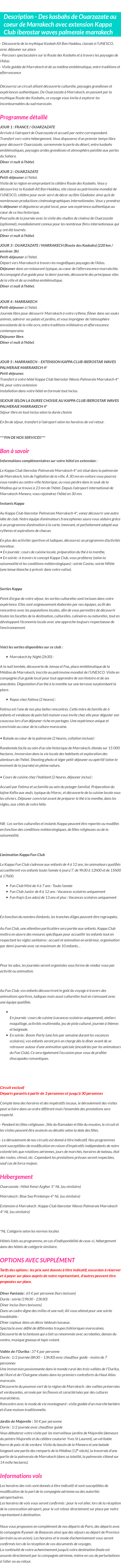 Détails du séjour