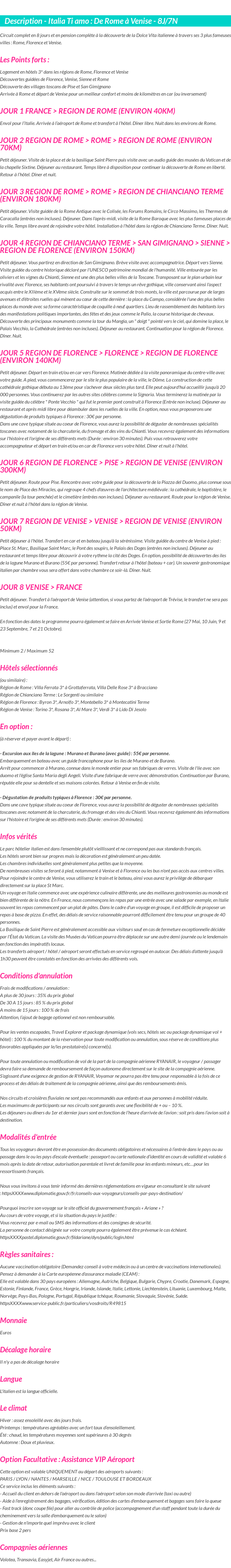 Détails du séjour