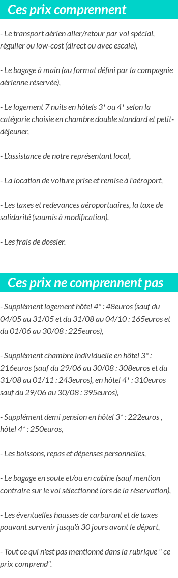 Conditions tarifaires