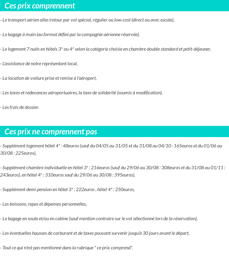 Conditions tarifaires