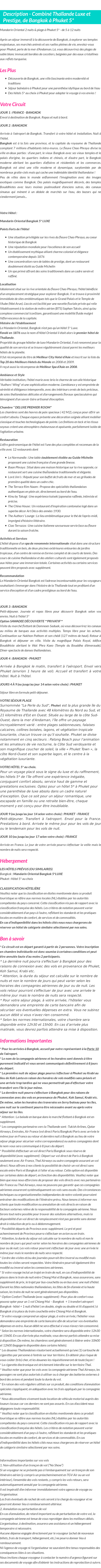 Détails du séjour