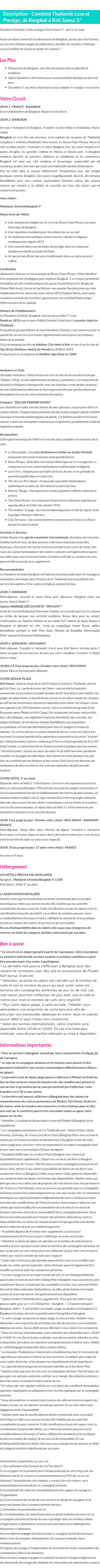 Détails du séjour