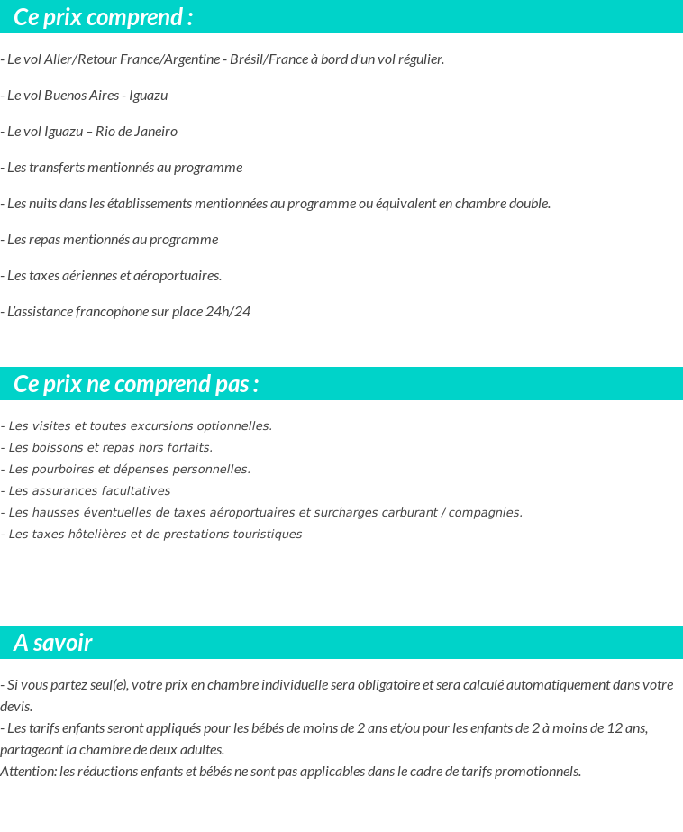 Conditions tarifaires