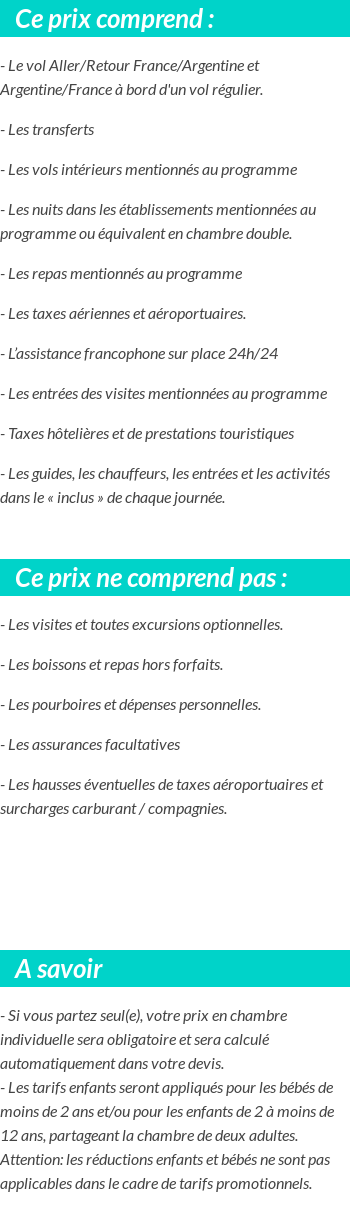 Conditions tarifaires