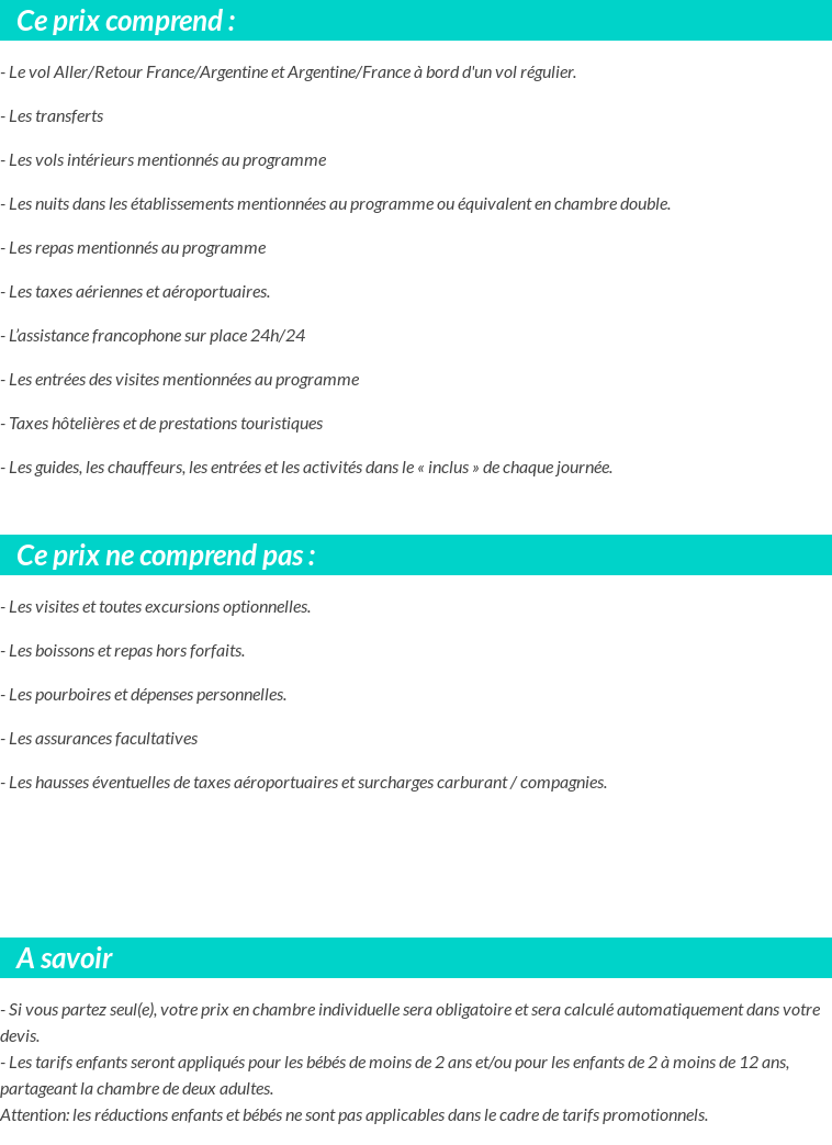 Conditions tarifaires