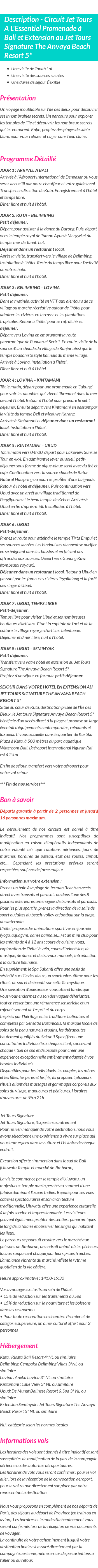 Détails du séjour