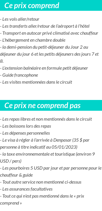 Conditions tarifaires