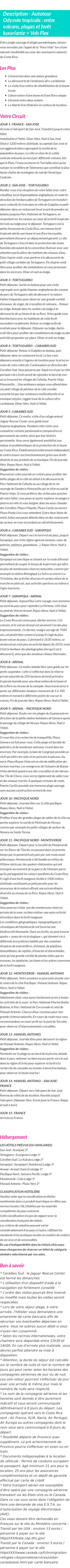 Détails du séjour