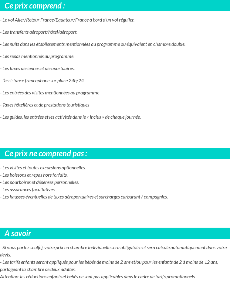 Conditions tarifaires