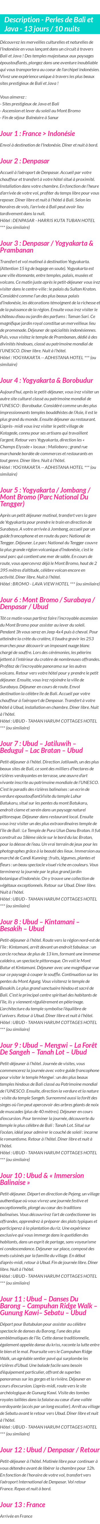 Détails du séjour