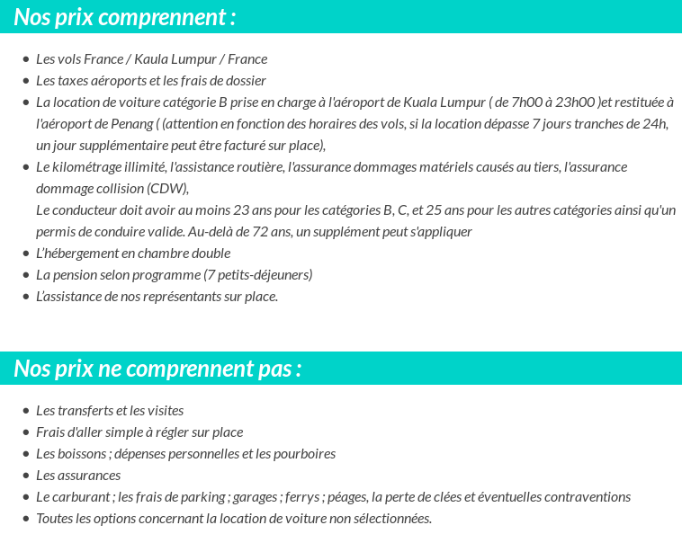 Conditions tarifaires