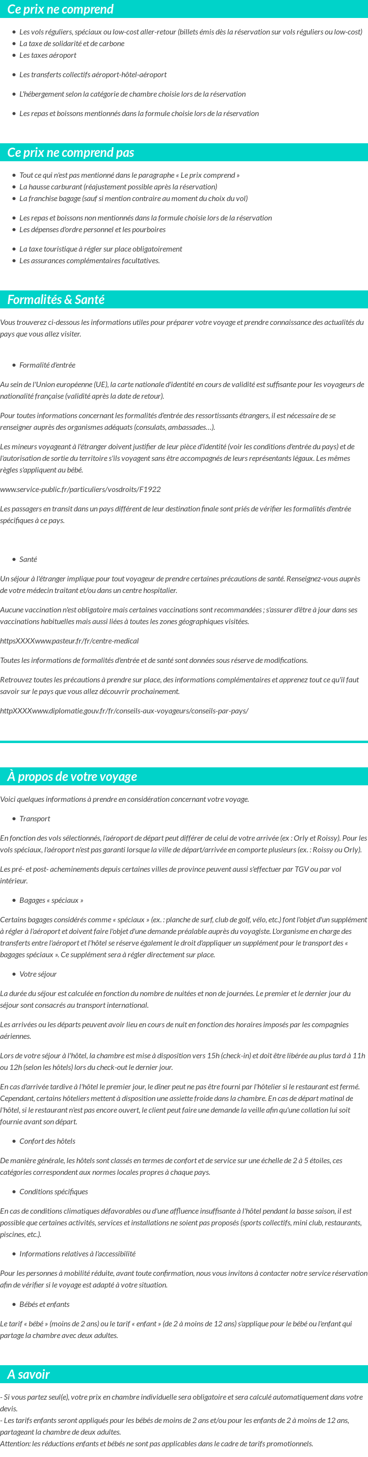 Conditions tarifaires