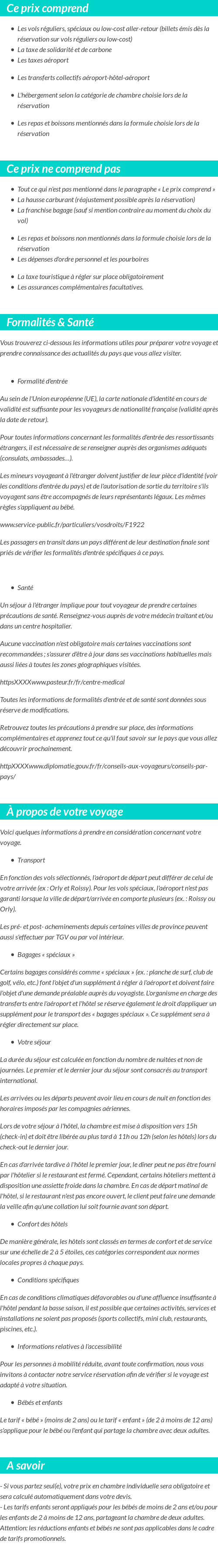 Conditions tarifaires