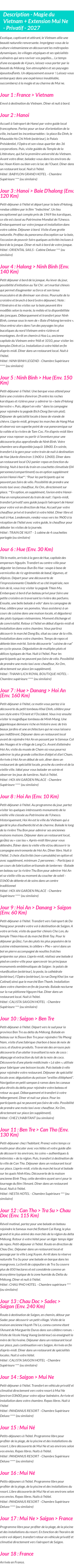 Détails du séjour