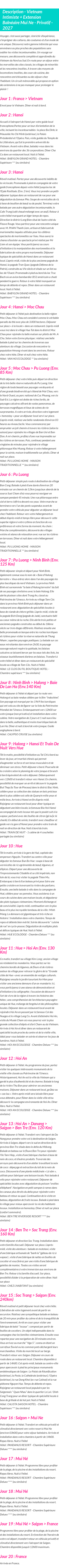 Détails du séjour