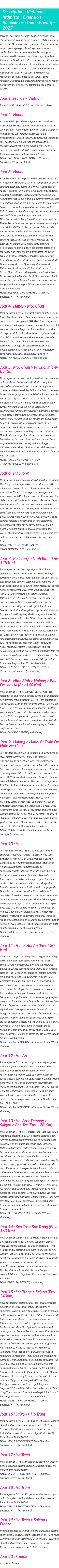 Détails du séjour