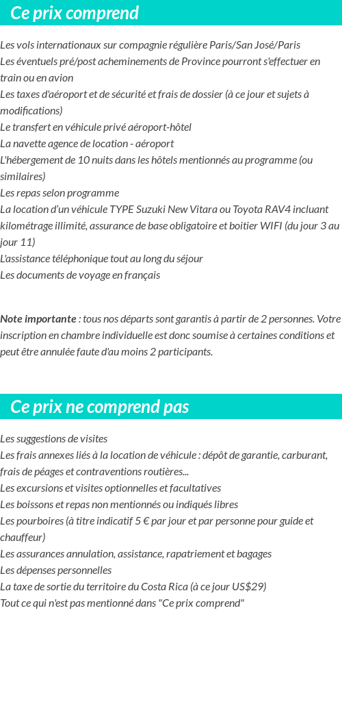Conditions tarifaires