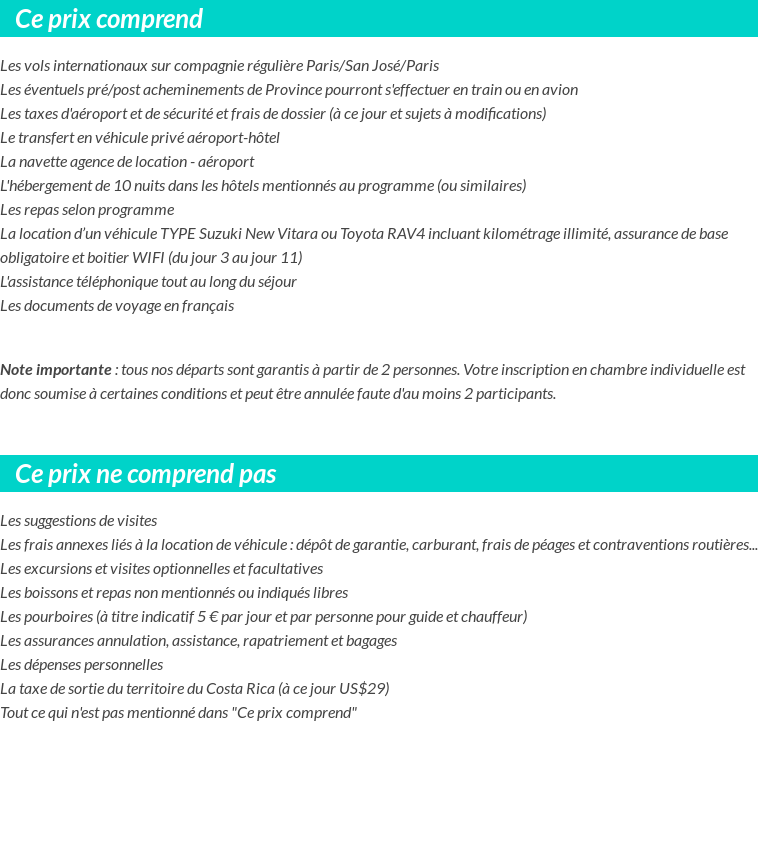 Conditions tarifaires