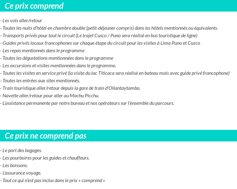 Conditions tarifaires