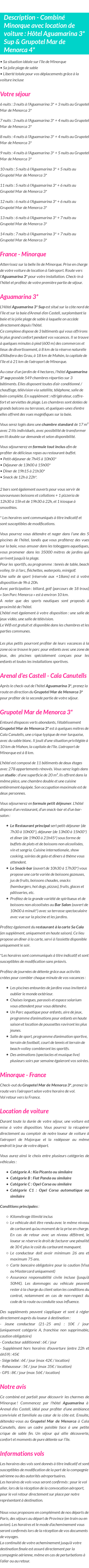 Détails du séjour