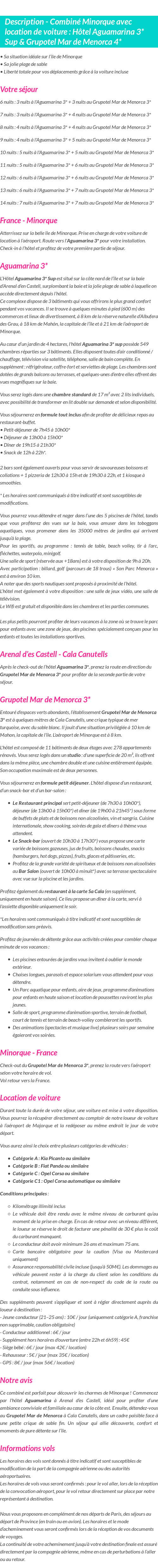 Détails du séjour