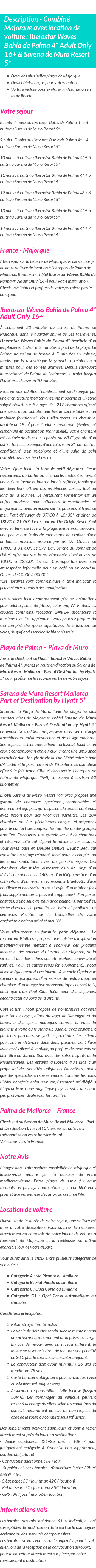 Détails du séjour