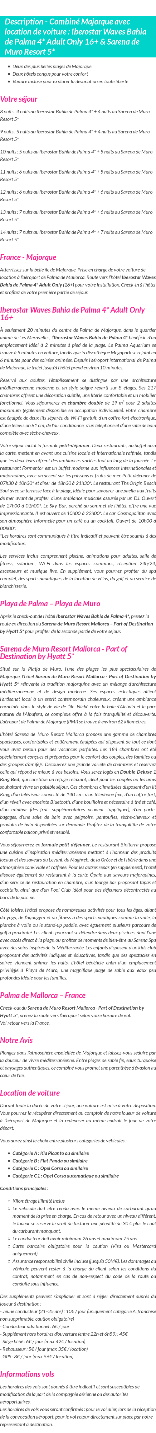 Détails du séjour