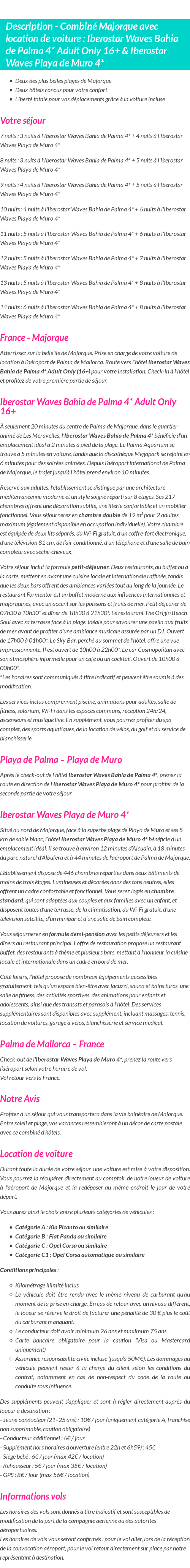 Détails du séjour