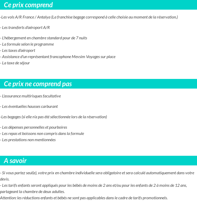 Conditions tarifaires