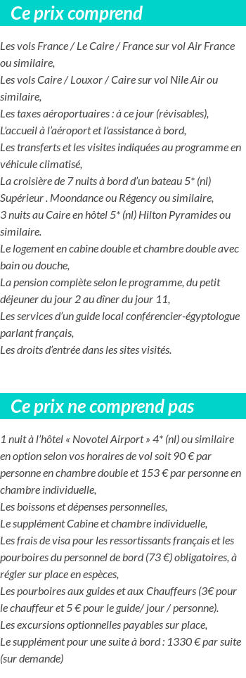 Conditions tarifaires