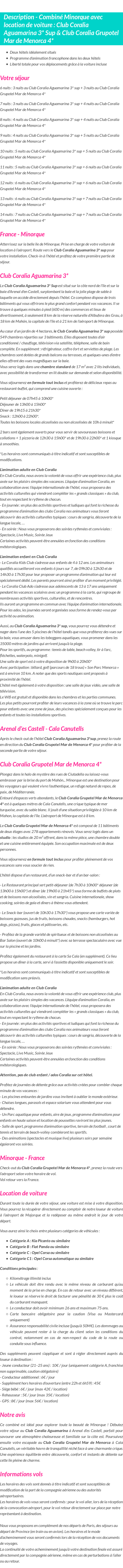 Détails du séjour