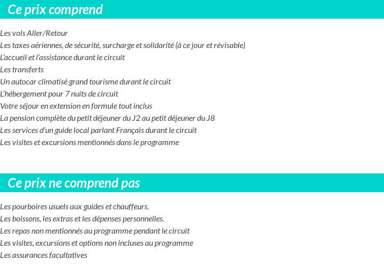 Conditions tarifaires