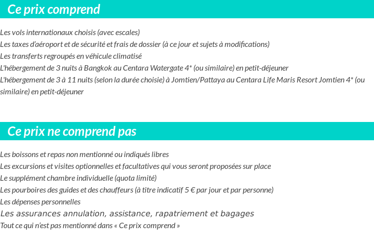 Conditions tarifaires