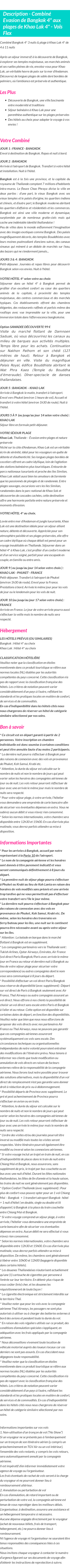 Détails du séjour