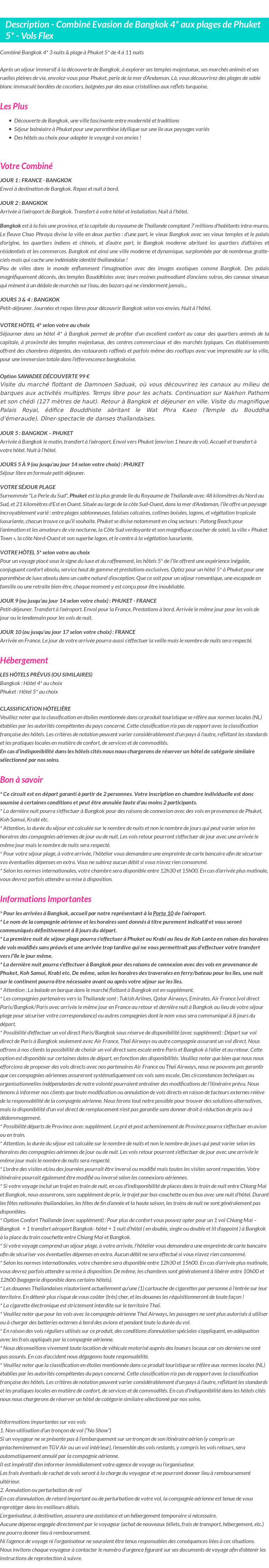 Détails du séjour