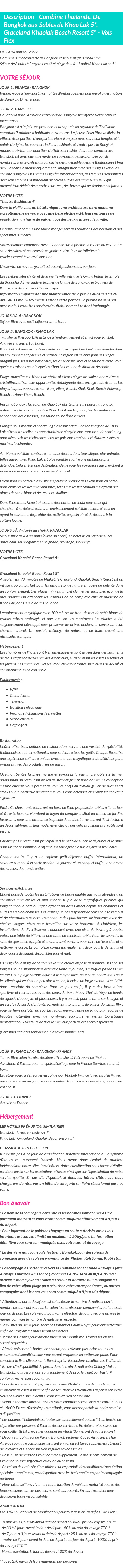 Détails du séjour