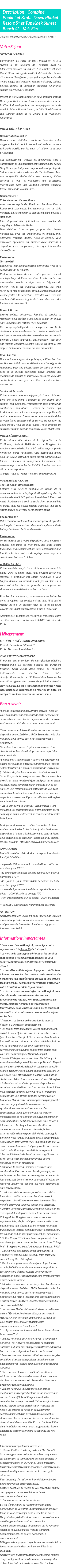 Détails du séjour