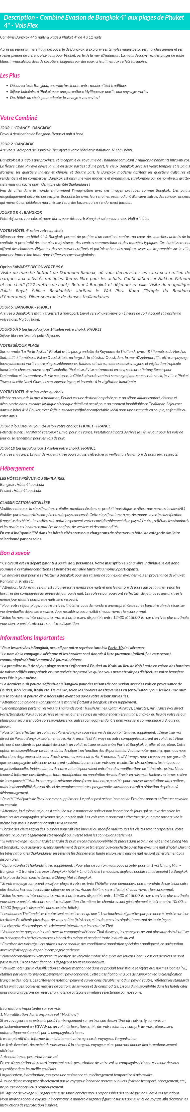 Détails du séjour