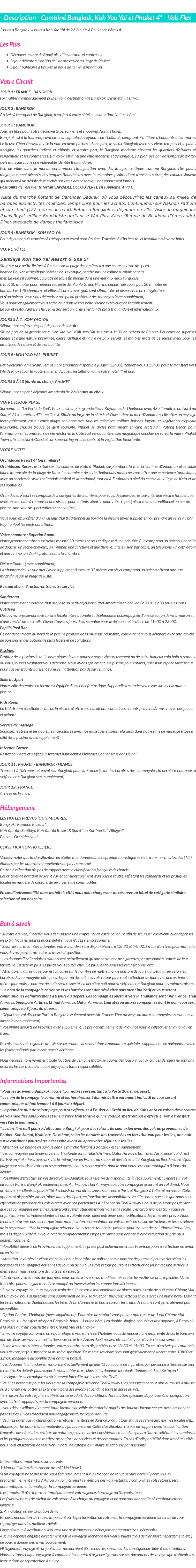 Détails du séjour