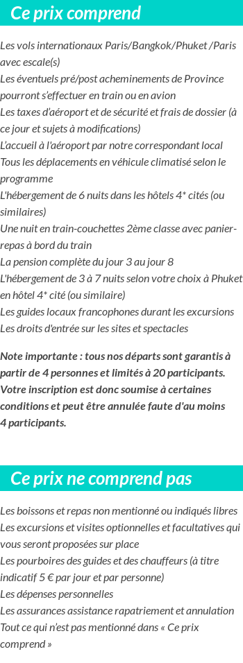 Conditions tarifaires