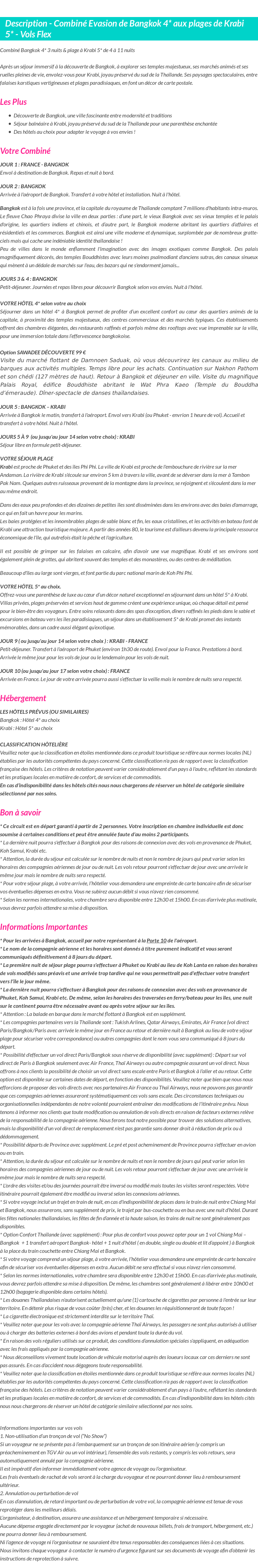 Détails du séjour