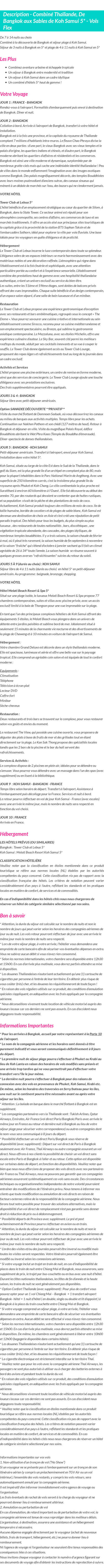 Détails du séjour
