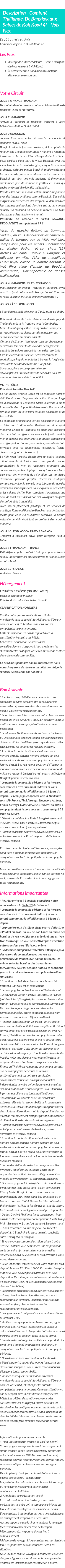 Détails du séjour
