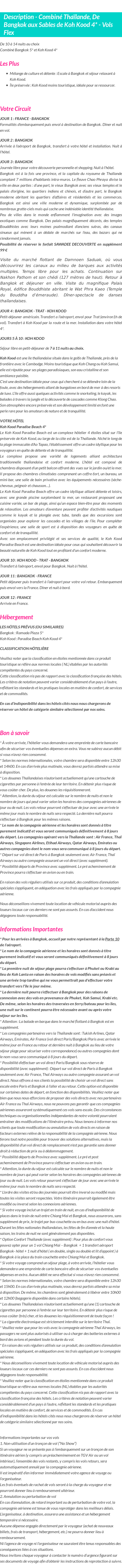 Détails du séjour