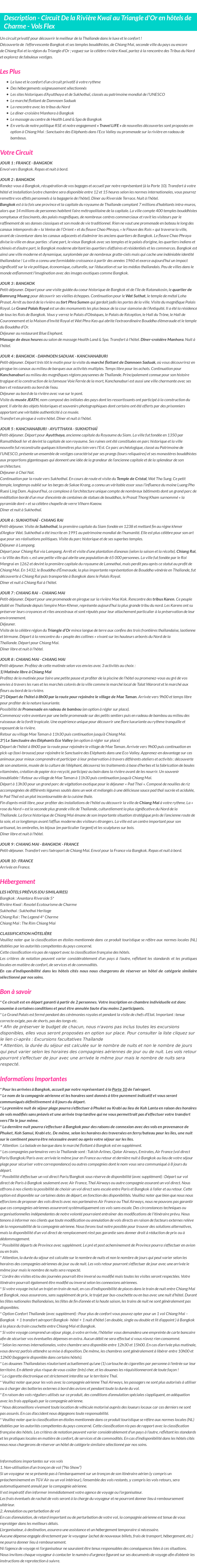 Détails du séjour