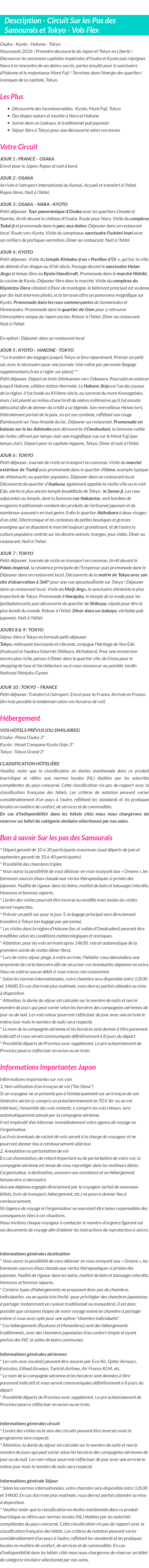 Détails du séjour