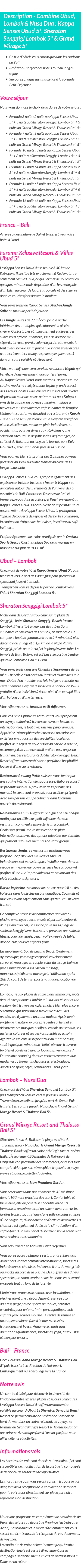 Détails du séjour
